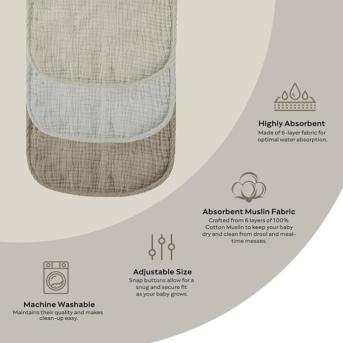 JELLYMONI 8 Pack Muslin Drool Bibs - Image 6