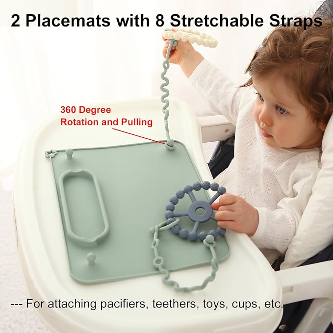 2 Pack Baby Silicone Mat, with Suction Base and 8 Stretchable Straps, Seposeve - Image 5