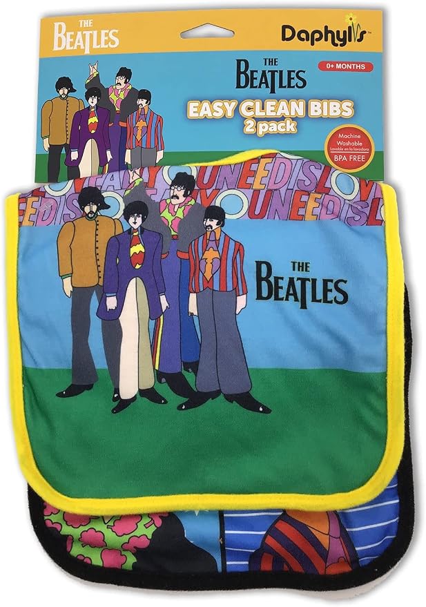 daphyls The Beatles All You Need Is Love Baby Bib 2-Pack Extra Soft, Officially - Image 2