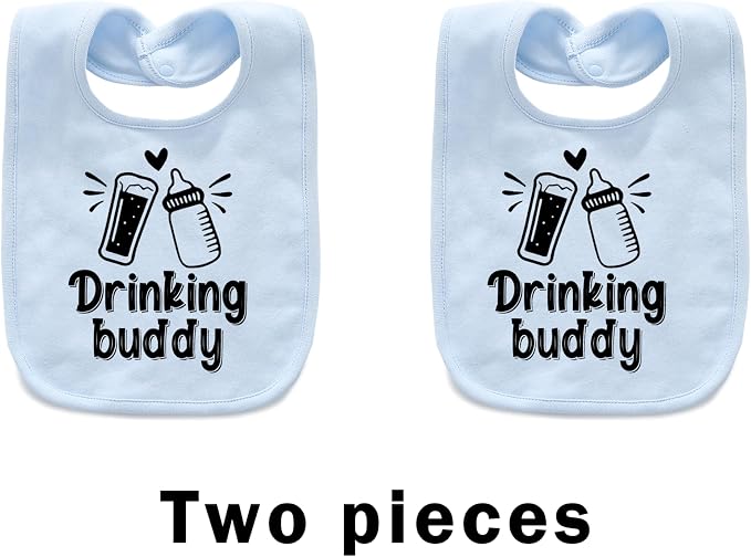 Baby Twins Bibs Drinking Buddy Newborn Baby Bibs Cute Unisex Bibs Set Toddler - Image 2