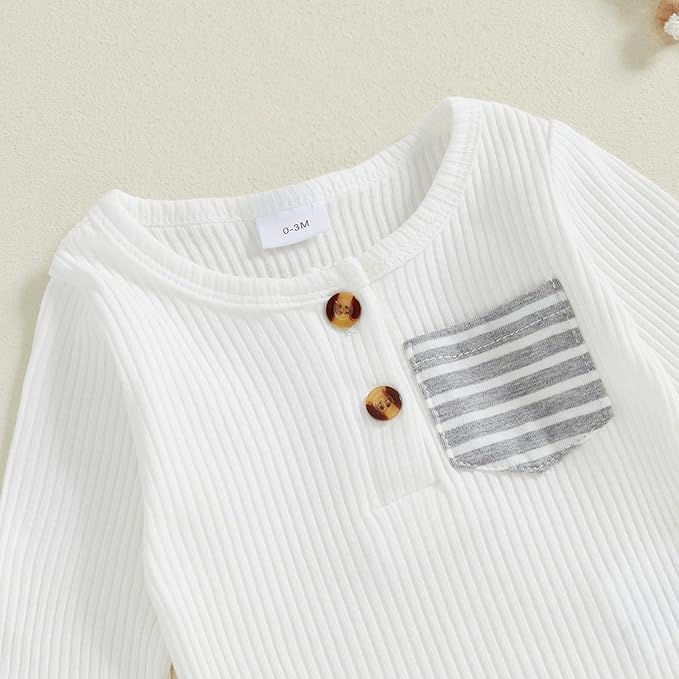 fhutpw Baby Boy Clothes 3 6 12 18 Months Ribbed Knitted Long Sleeve Romper and - Image 4