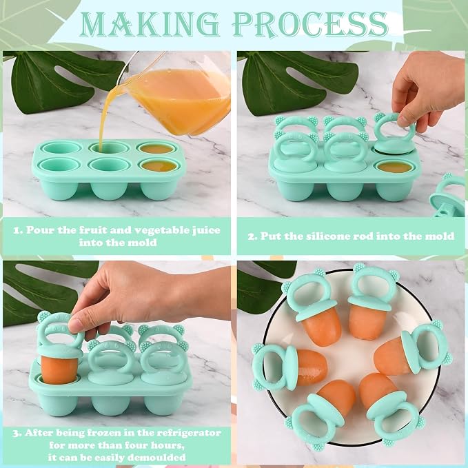 Sakolla Baby Popsicle Molds Mini 6-Cavity Silicone Ice Pop Mold - Image 5
