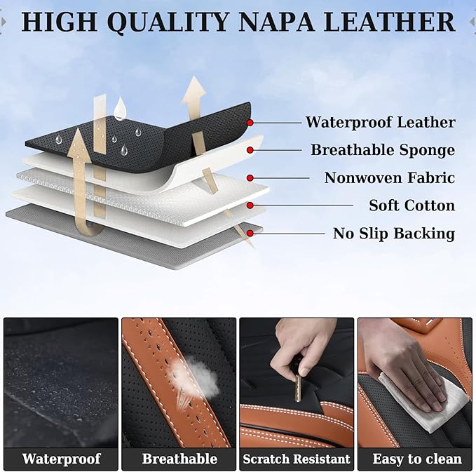 Coverado Front Seat Covers, Car Seat Covers Front Seats, Leather Seat Covers - Image 7