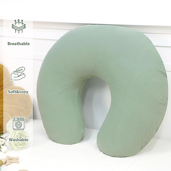 Hooyax Muslin Nursing Pillow Cover, Soft Breathable Feeding Slipcover - Image 4