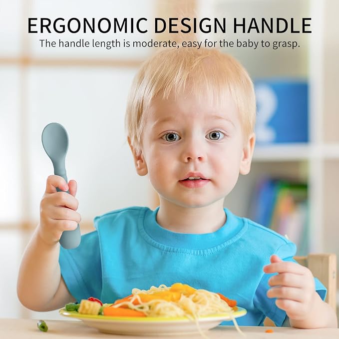 ME.FAN Silicone Baby Feeding Spoons 6 Pack First Stage Infant Spoons - Image 3