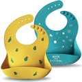 Moonkie Silicone Baby Bibs Set Of 2 | BPA Free Waterproof | Soft Flexible by Moonkie