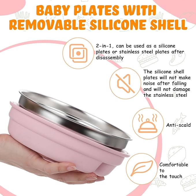 Nuogo 1 Pcs Stainless Steel Baby Suction Plates - Image 4