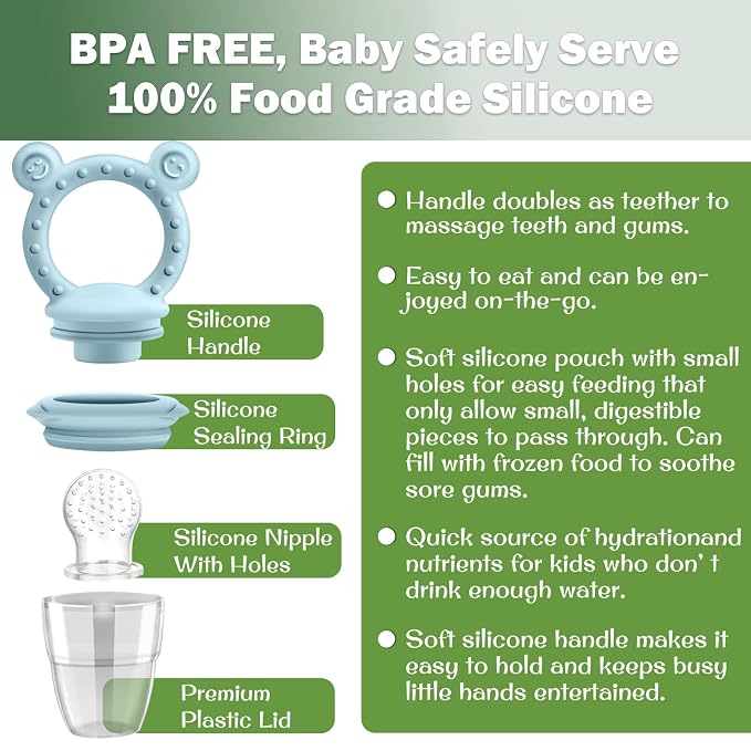 JEXFUN Silicone Baby Fruit Food Feeder Pacifier & Breastmilk Popsicle Freezer - Image 3