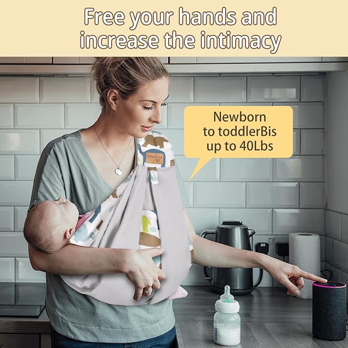 Baby Sling Carrier Newborn, Adjustable Easy Wearing Baby Nursing Warp Sling - Image 2