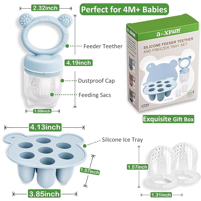 Silicone Baby Fruit Food Feeder & Mini Freezer Nibble Tray, Breastmilk Popsicle - Image 2