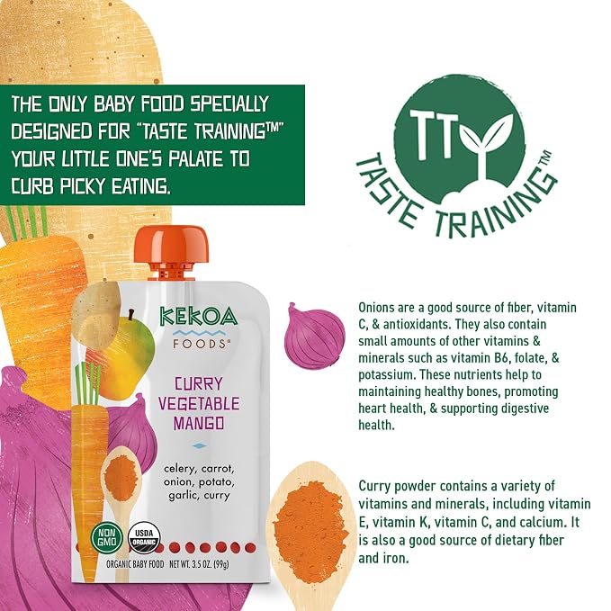 Kekoa Foods Curry Vegetable Mango Baby Food Purée | 100% USDA Certified-Organic - Image 4