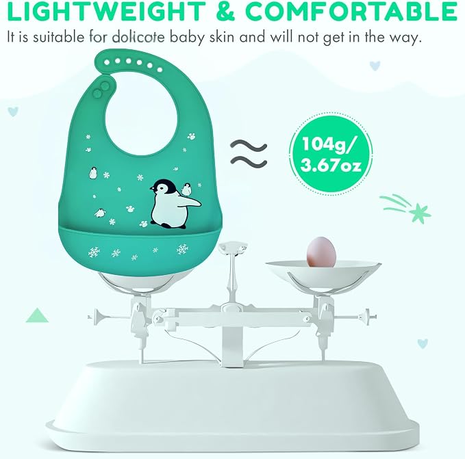 Silicone Baby Bibs Unisex, Self-Feeding, Catch-all Large Pocket, 6-48 months - Image 6