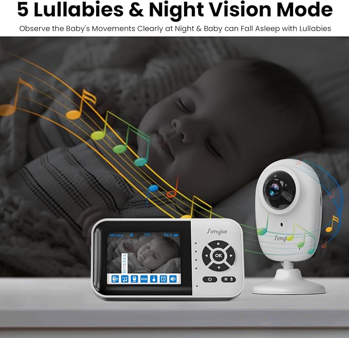 Smart Baby Monitor with 2 Cameras and Audio, Long Range, Night Vision, - Image 8