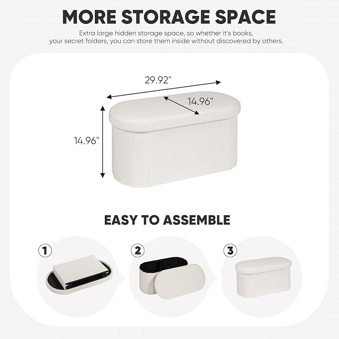 B FSOBEIIALEO Ottoman with Storage - Image 3