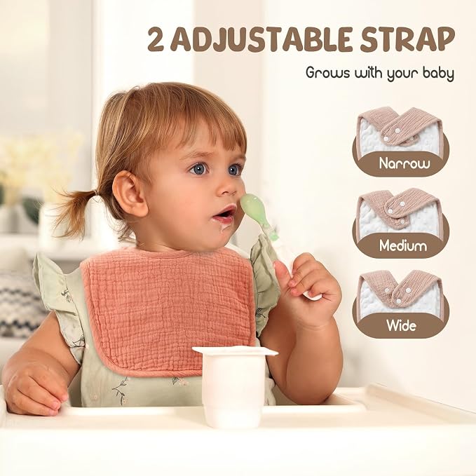 6-Pack Muslin Baby Bibs for Unisex Boys Girls, Cotton Baby Drool Bibs, Drooling - Image 3