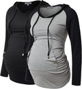 GINKANA Maternity Hoodie Long Sleeves Shirts Casual Maternity Top Pregnancy by GINKANA