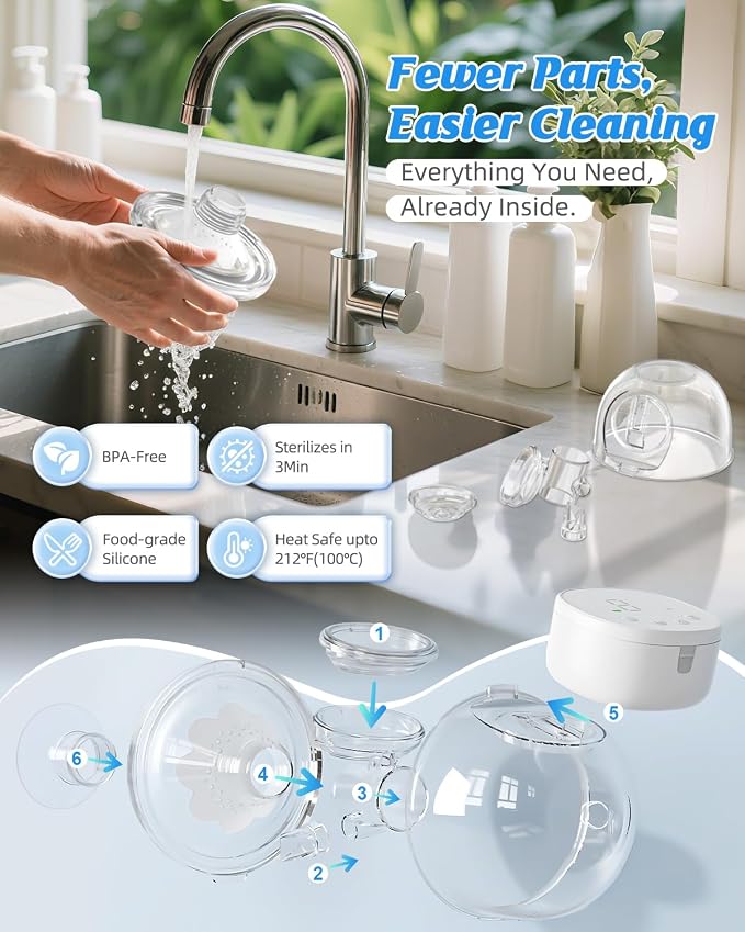 ANWIKE Hands Free Breast Pump Ultra-Light 230g, Wearable Breastfeeding Pump - Image 7