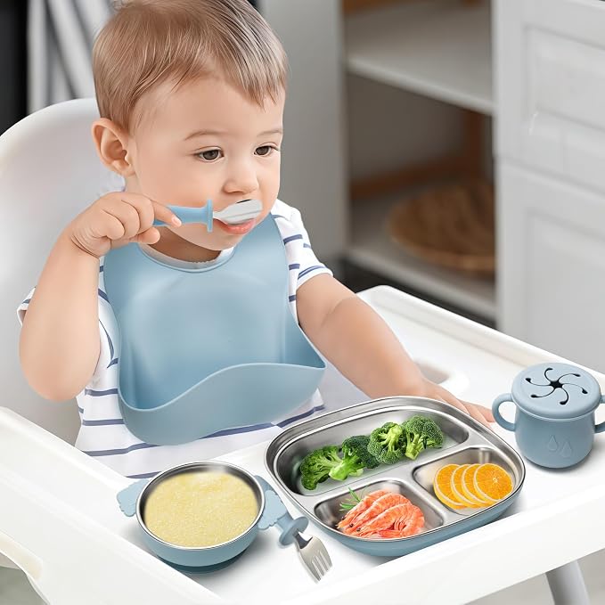 Stainless Steel Kids Plates and Bowls Set - Image 7
