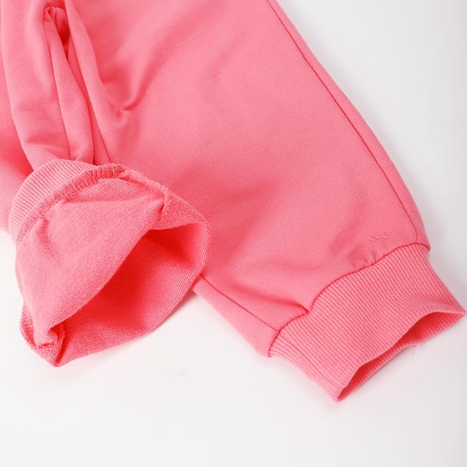 HILEELANG Girls Cotton Joggers Sweatpants Embroidery Drawstring Waist Pockets - Image 8