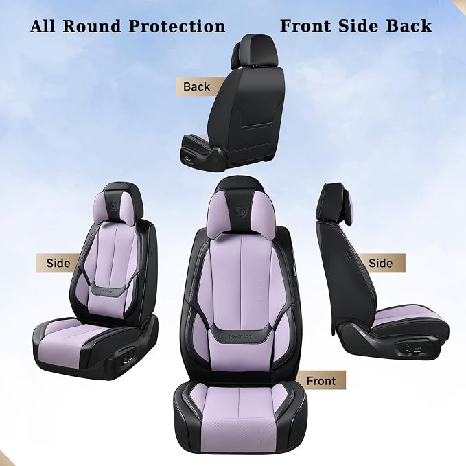Coverado Universal Seat Covers Front, Waterproof Nappa Leather Car Seat Covers - Image 3