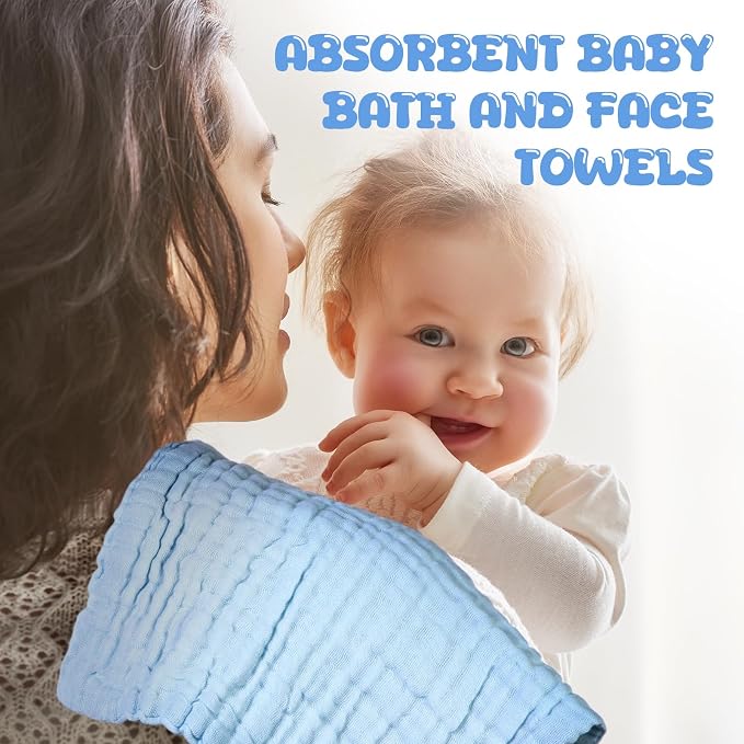 Breling 20 Pcs Baby Muslin Washcloth 12 x 12 Inch 100% Cotton Soft and - Image 7