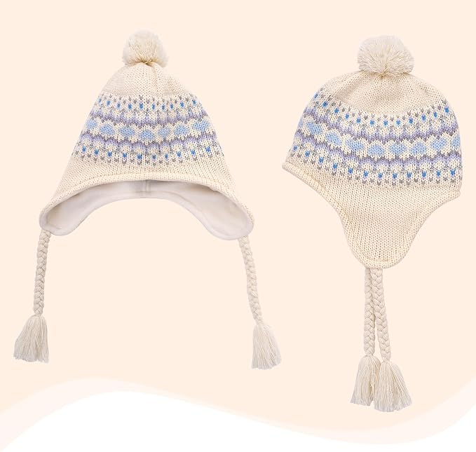 Moon Kitty Girls Knit Hats Winter Fleece Lining Skiing Winter Caps - Image 6