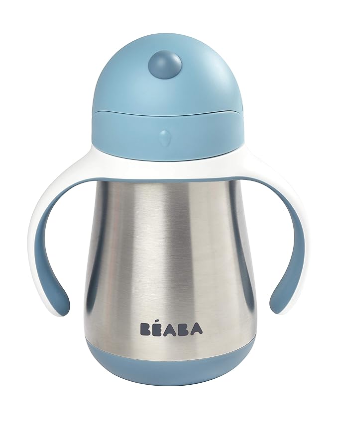 Beaba Stainless Steel Straw Sippy Cup, Insulated Toddler Cups Spill Proof - Image 2