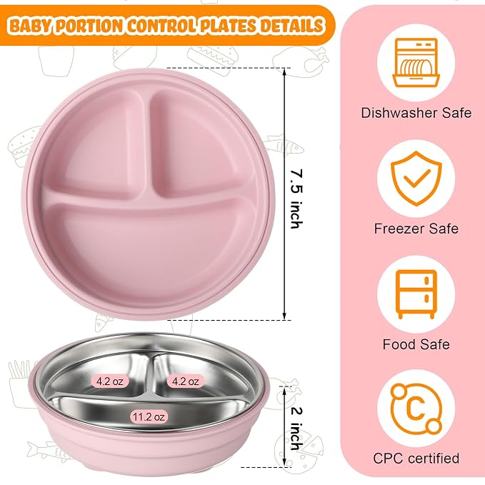 Nuogo 1 Pcs Stainless Steel Baby Suction Plates - Image 3