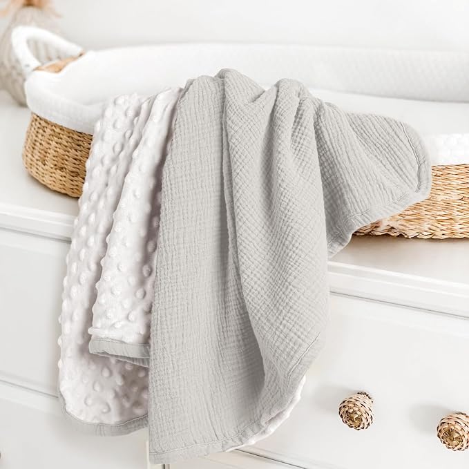 lulumoon Baby Blanket for Newborn Receiving: Minky Dot & Muslin Lightweight - Image 2