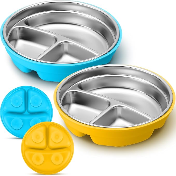 Nuogo 2 Pcs Stainless Steel Baby Suction Plates by Nuogo