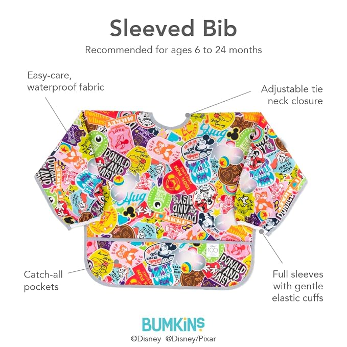 Bumkins Disney Sleeved Bib for Girl or Boy, Baby and Toddler for 6-24 Mos - Image 5