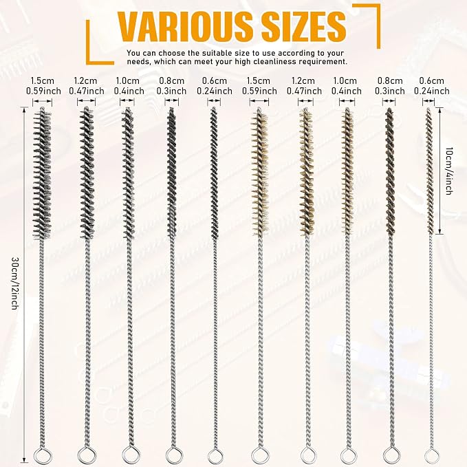 Wire Tube Brushes Bulk for Cleaning Pipe Tube Brass Stainless Steel Round Wire - Image 2