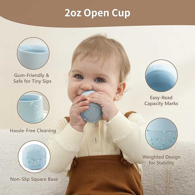 Moonkie Silicone Baby Cups 4 Months+ | Tiny Open Training Cups - Image 2
