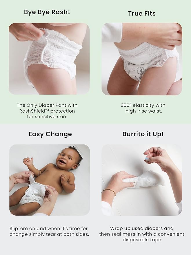 Parasol Clear+Dry Natural Disposable Diaper Pants, RashShield Protection and - Image 2