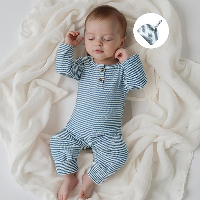 Kuriozud Newborn Infant Unisex Baby Boy Girl Clothes Button Romper Jumpsuit - Image 2