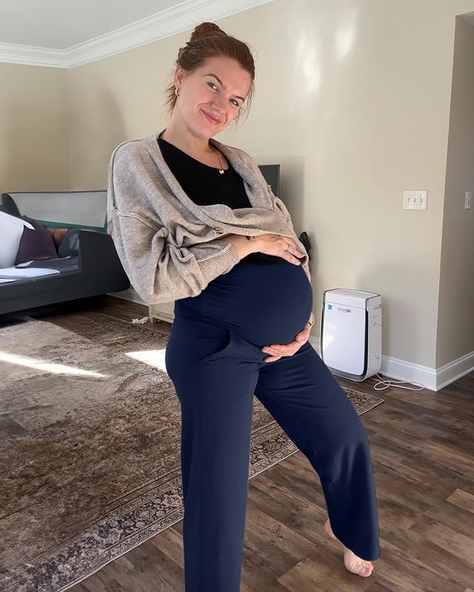 G4Free Maternity Pants Over The Belly Yoga Dress Work Pregnancy Pants Stretchy - Image 2