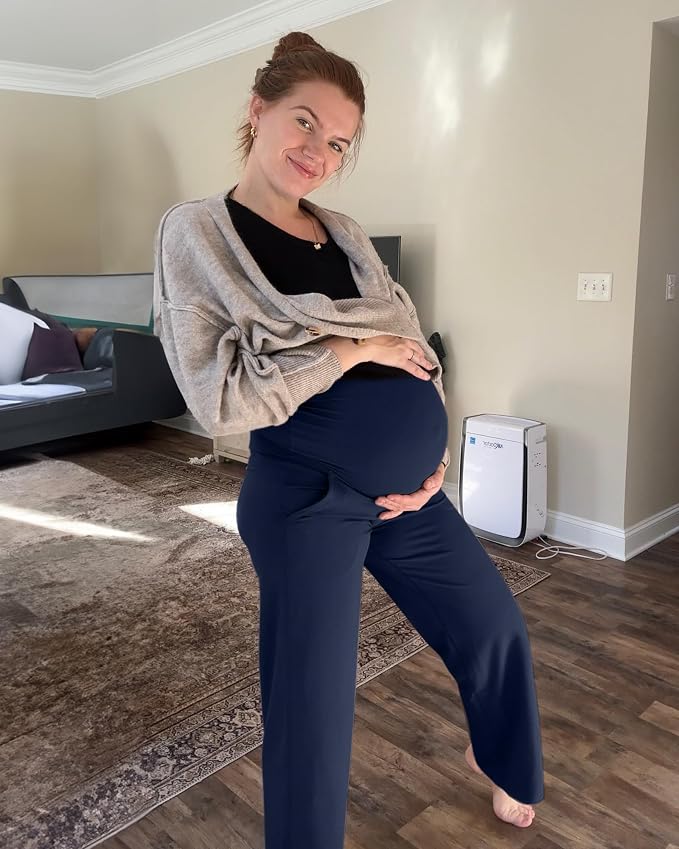 G4Free Maternity Pants Over The Belly Yoga Dress Work Pregnancy Pants Stretchy - Image 2