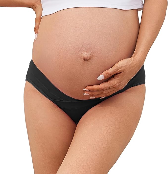 Molasus Cotton Crossover Maternity Underwear Under Bump Pregnancy Bikinis - Image 2