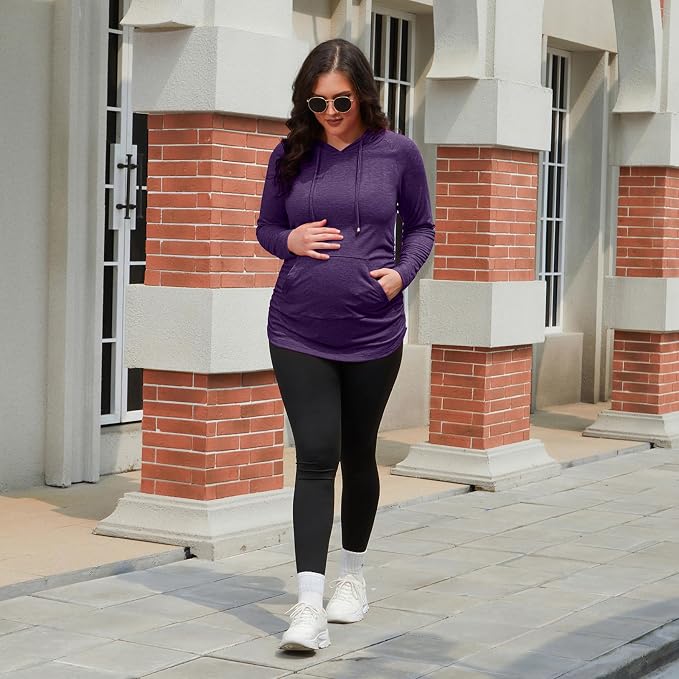 GINKANA Maternity Hoodie Long Sleeves Shirts Casual Maternity Top Pregnancy - Image 5