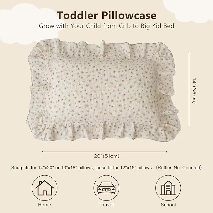 BuLuTu 2-Layer Cotton Muslin Toddler Pillowcases - Image 2