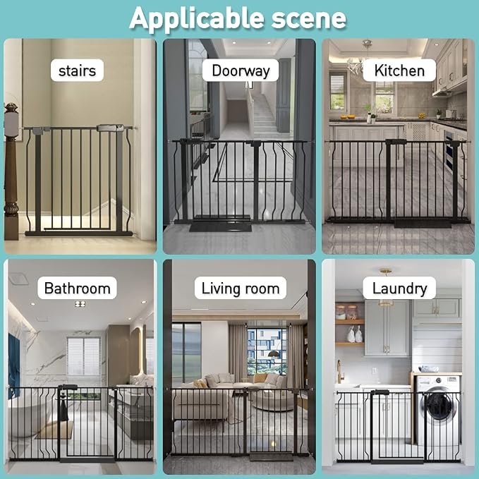 WAOWAO Baby Gate 66.93-71.65" Extra Wide Pressure Mounted Walk Through Swing - Image 5