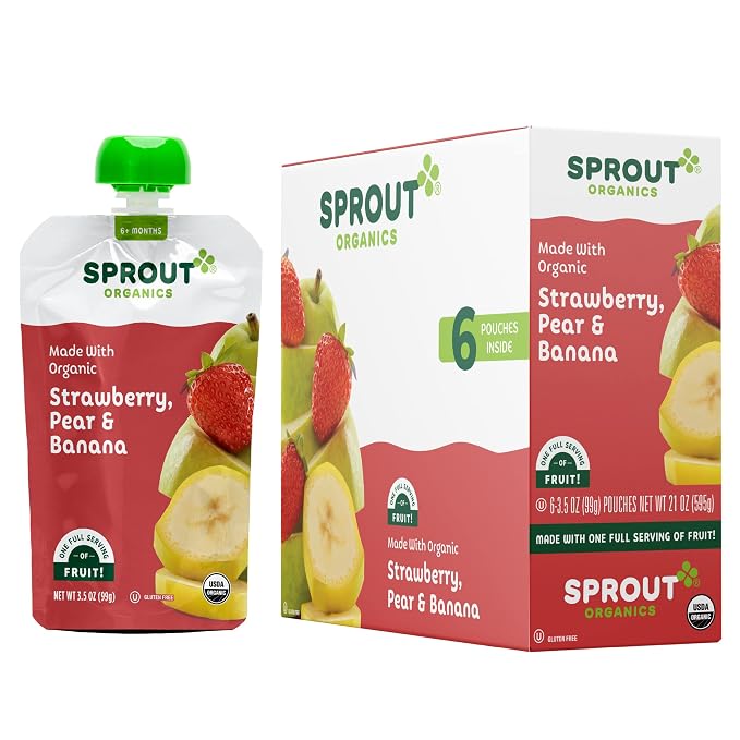 Sprout Strawberry Pear Banana Organic Baby Food 3.5 oz Pack of 12 - Image 2