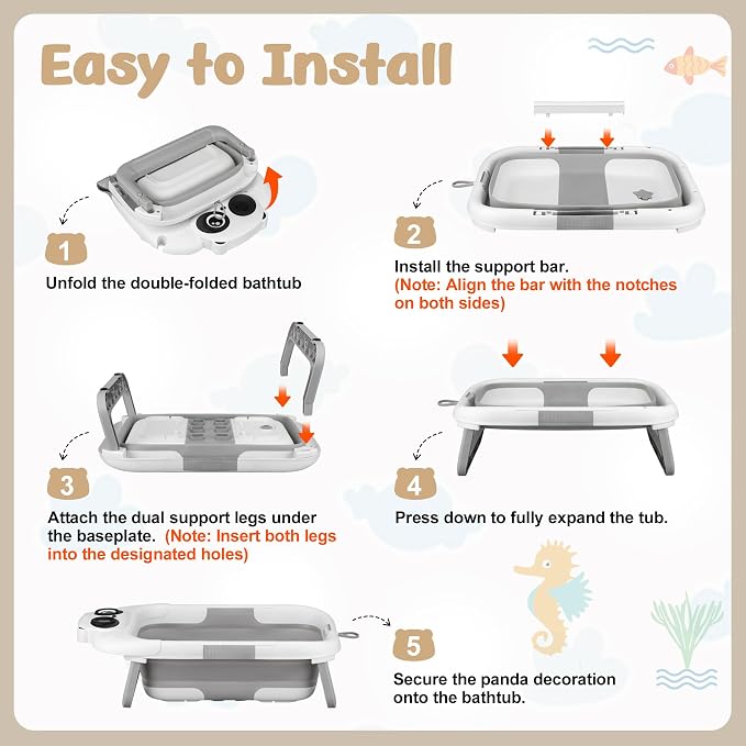 Collapsible Baby Bathtub for Newborn, Baby Bath Tub - Image 5