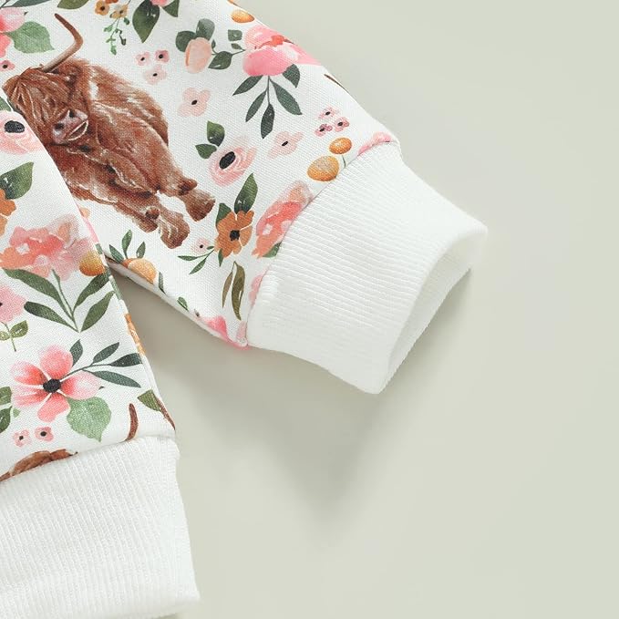 3Pcs Baby Girl Outfits Daisy Sweatshirt + Pants + Headband Infant Fall Winter - Image 3