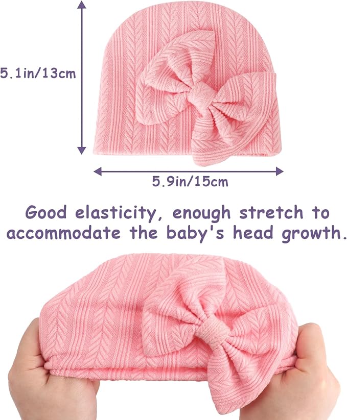 BQUBO Newborn Baby Hats Mittens Set Hospital Hat Beanie Infant Bow Hats Baby - Image 7