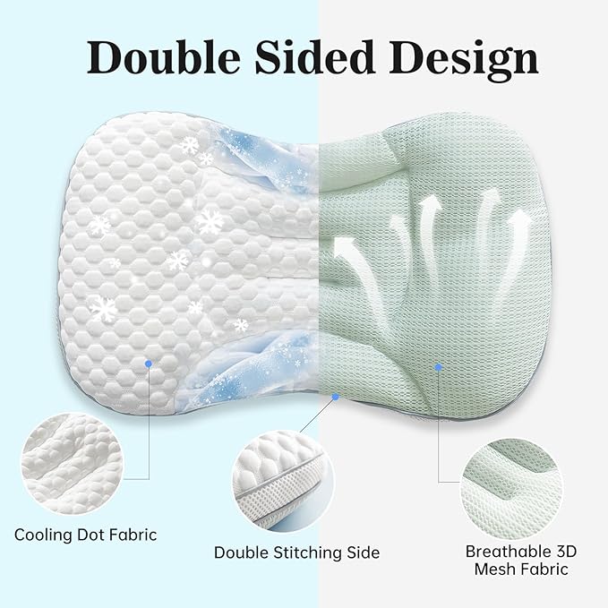 Reidio Toddler Pillows Double Sided Cooling Fabric & Breathable Mesh Kids - Image 4