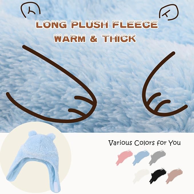 Bear Baby Winter Hat Toddler Earflap Beanie Unisex Infant Snow Cap Warm Fleece - Image 2