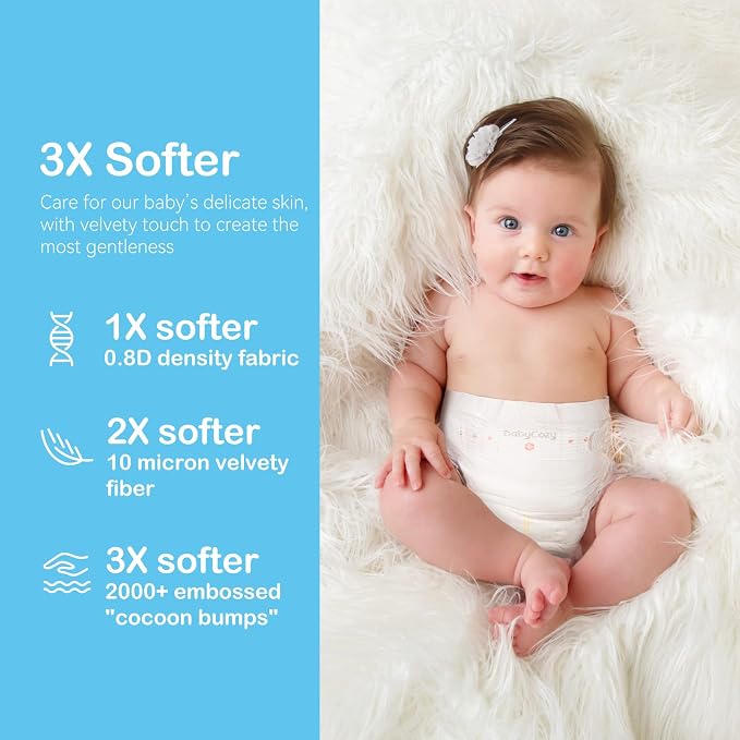 Newborn Baby Diapers Size 2 74 Count Babycozy Bouncy Soft Diapers Hypoallergenic - Image 4