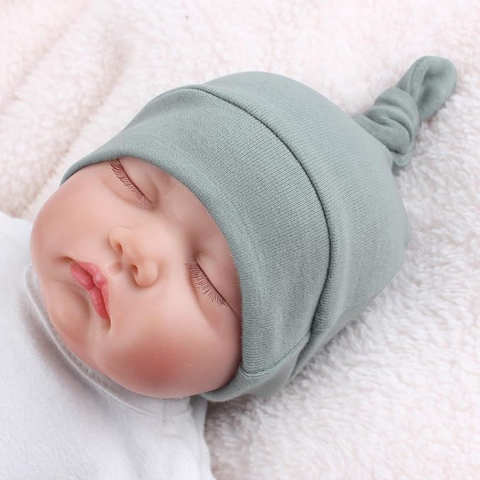 JANGANNSA Newborn Baby Hat Infant Baby Boys Beanie Top Knot Stretchy Hats - Image 2