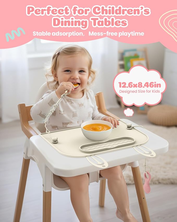 2Pack Silicone Placemats for Baby&Kid, Stain-Proof Non-Slip Baby Place Mat for - Image 5